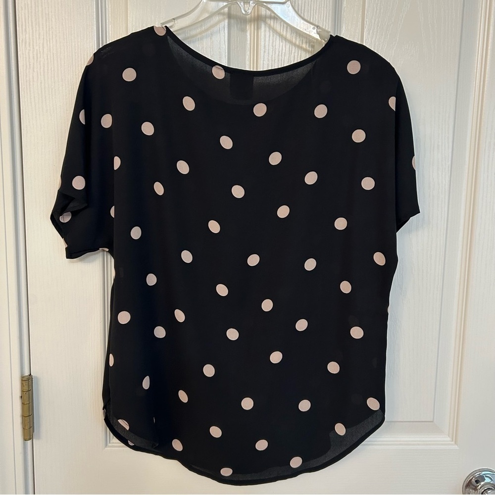 Anne Klein Polka Dot Blouse in Anne Black / Latte Size XS - Picture 9 of 11